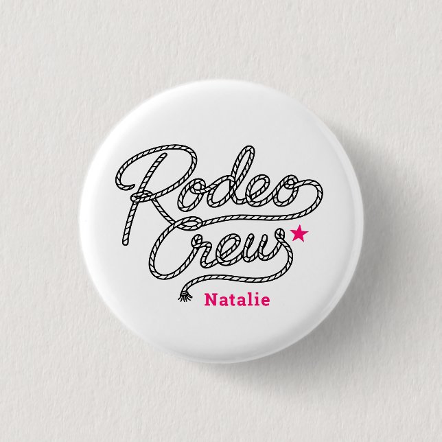Pink Last Rodeo Crew Western Bach Party 3 Cm Round Badge (Front)