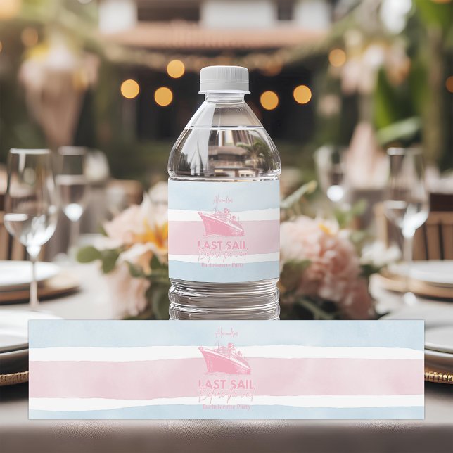 Pink Last Sail Before The Veil Bachelorette  Water Bottle Label (Creator Uploaded)