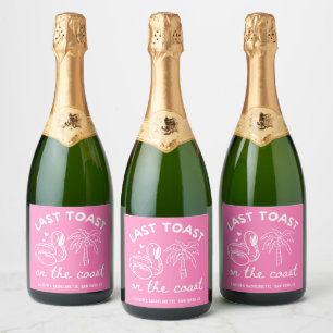 Pink Last Toast Bachelorette Champagne Sparkling Wine Label