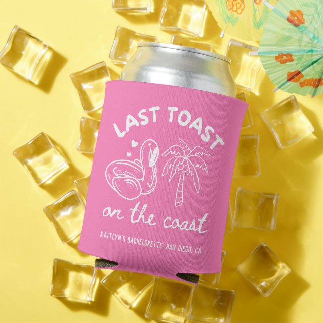 Pink Last Toast Bachelorette Party Can Cooler (In Situ Summer)