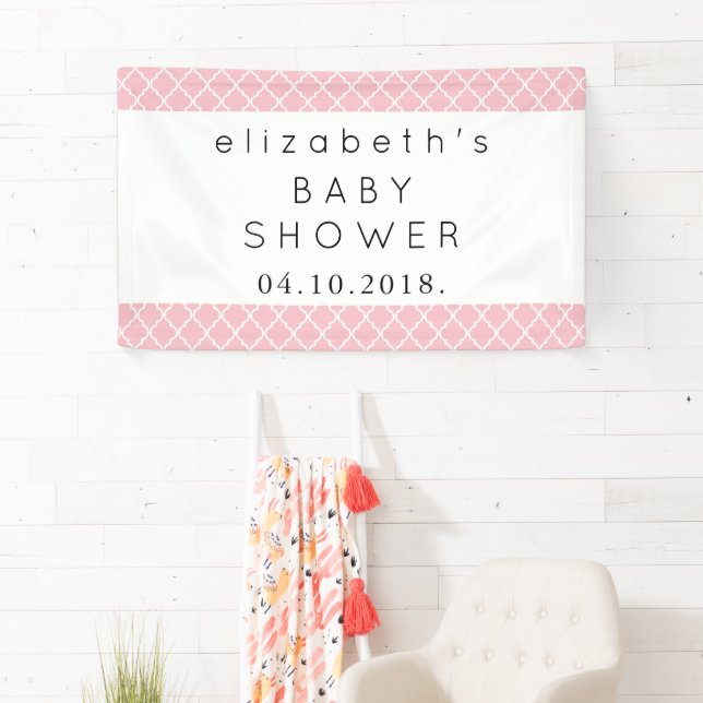 Pink Latticework, Moroccan Trellis, Baby Shower Banner (Insitu)