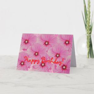 Pink Lavatera Birthday Card