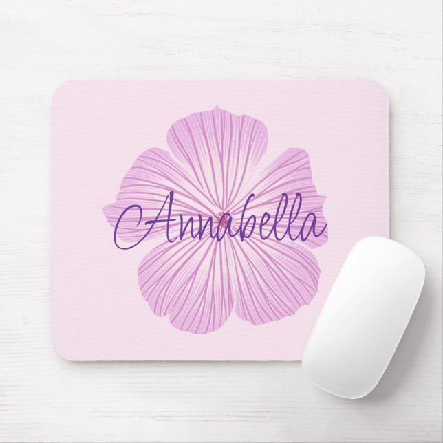Pink Lavatera Flower Mouse Pad (With Mouse)