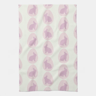 Pink & Lavender Bunny Egg Pattern Tea Towel