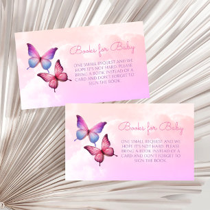 Pink Lavender Butterfly Books for Baby Shower  Enclosure Card