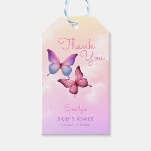 Pink Lavender Butterfly Girl Baby Shower Gift Tags