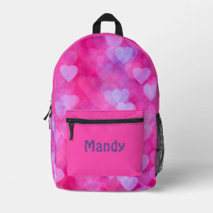 Pink & Lavender Hearts Personalised Printed Backpack