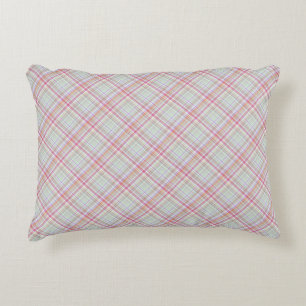 Pink Lavender Plaid Tartan Cottagecore Home Decor Decorative Cushion