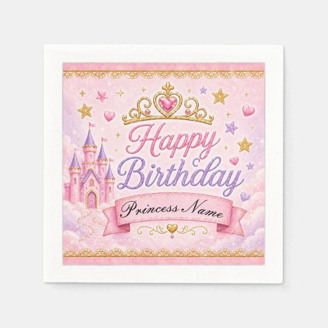 Pink Lavender Princess Napkin (Front)