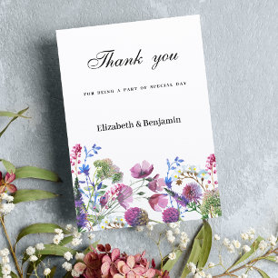 Pink lavender purple wildflower summer Thank You  Invitation
