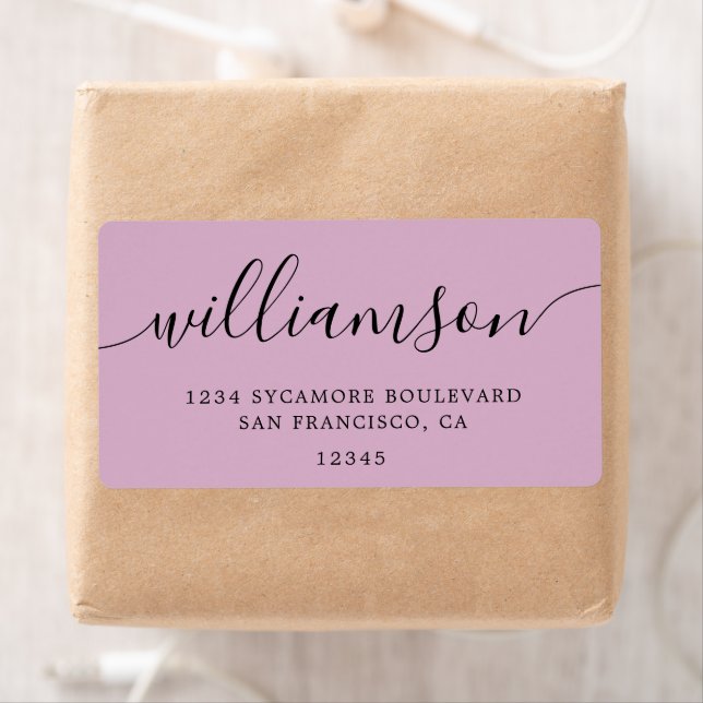 Pink Lavender Script Family Return Address  (Insitu)
