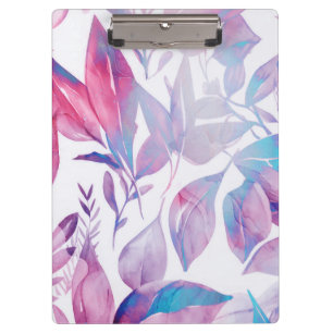 Pink, Lavender Watercolor Leaves  Clipboard