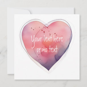 Pink/Lavender Watercolor Simple Heart Shape Thank You Card