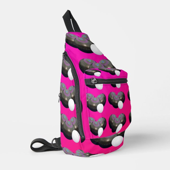 Pink Lawn Bowls And Jack, Sling Bag (Left Corner)