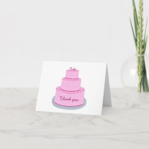 Pink Layered Cake with Hearts Thank you Cards