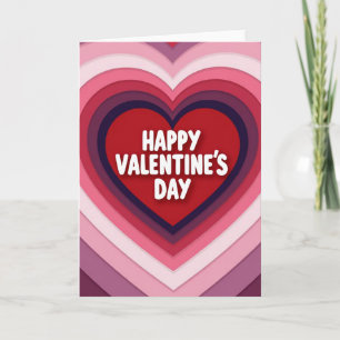 Pink Layered Hearts Valentines Day Card