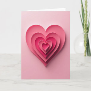 Pink Layered Love Heart Card