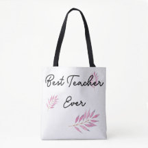 Pink leaf motif Best Teacher Ever