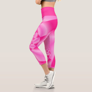 Pink Leaf Petal Capri Leggings