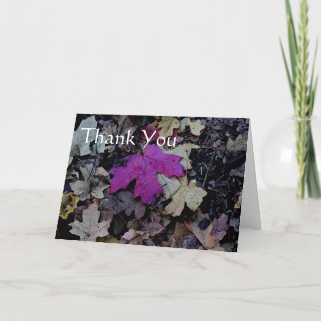 Pink leaf, thank you card (Front)