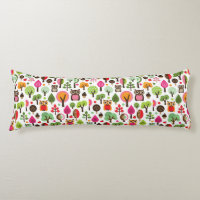 pink leaf tree retro owl pattern