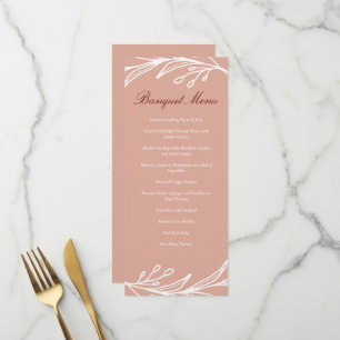 Pink leaf wreath modern Chinese wedding banquet Menu