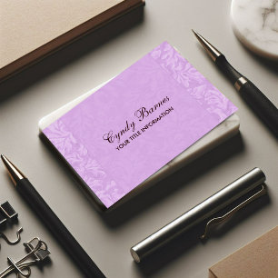 Pink Leafy Damask Business Card
