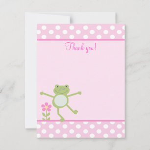 Pink Leap Frog Girly Froggy Flat thank you note Card