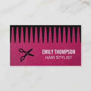 Pink Leather   Comb   Shears Business Card