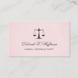 Pink leather feminine Legal Justice Scale Business Card
