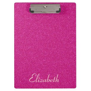 Pink Leather Look Personalised Name Clipboard