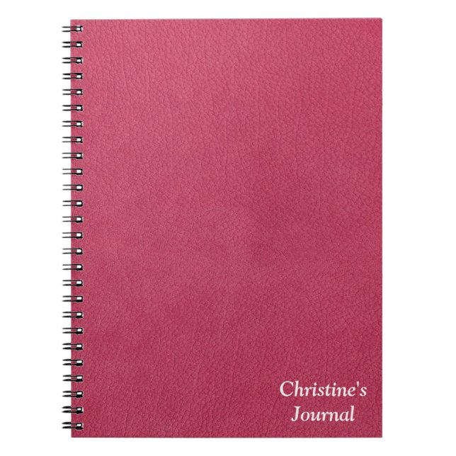 Pink Leather Look Spiral Notebook (Front)