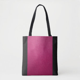 Pink Leather Look with Black Accents Tote Bag