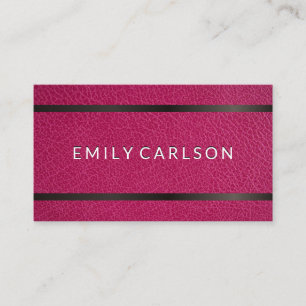 Pink Leather Metallic Accent Bar Business Card