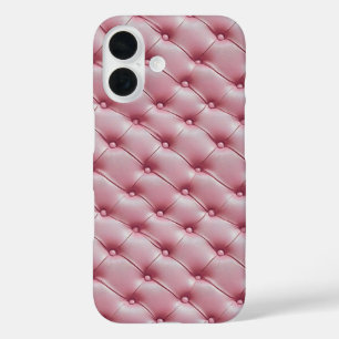 Pink Leather Quilted Pattern iPhone 16 Case