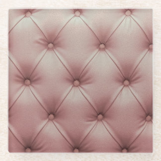Pink Leather Sofa, Textured Background. Glass Coaster