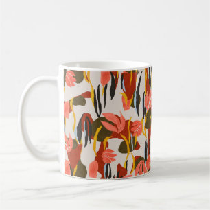 pink leaves and effect dress pattern design. coffee mug