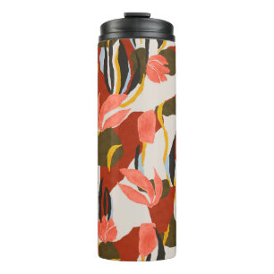 pink leaves and effect dress pattern design. thermal tumbler