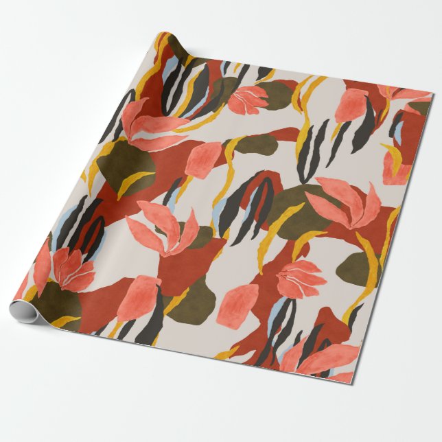 pink leaves and effect dress pattern design.  wrapping paper (Unrolled)