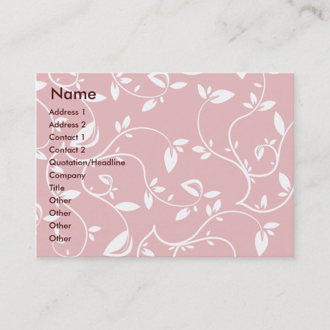 Pink Leaves - Chubby Business Card (Front)