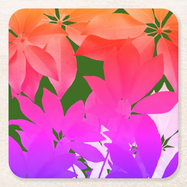 Pink Leaves Custom  Coasters (Front)