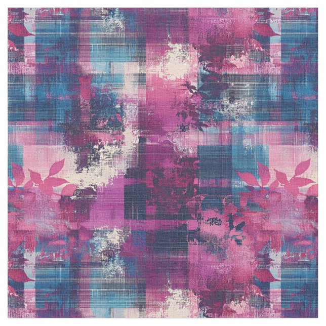 Pink Leaves on Distressed Background  Fabric (Close Up)
