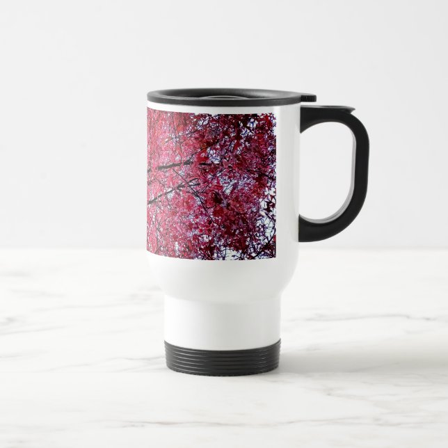 Pink leaves travel mug (Right)