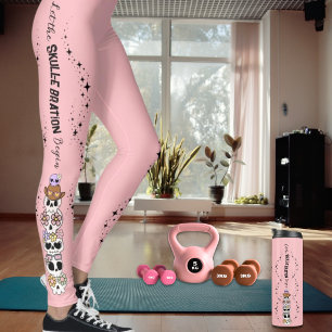 Pink Leggings Halloween Cute Goth Skulls