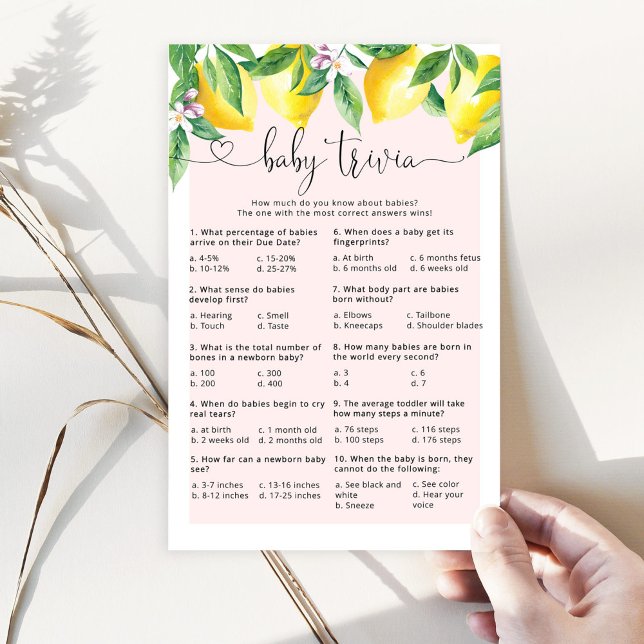 Pink lemon Baby trivia baby shower game (Creator Uploaded)