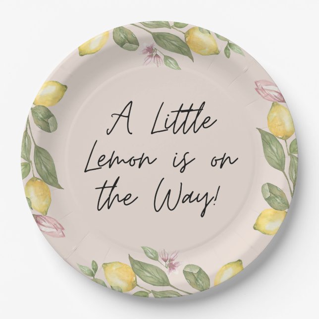 Pink Lemon Disposable Paper Plate (Front)