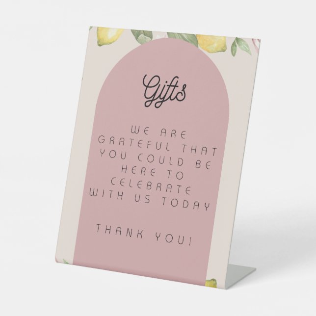 Pink Lemon Gift Table Sign (Front)