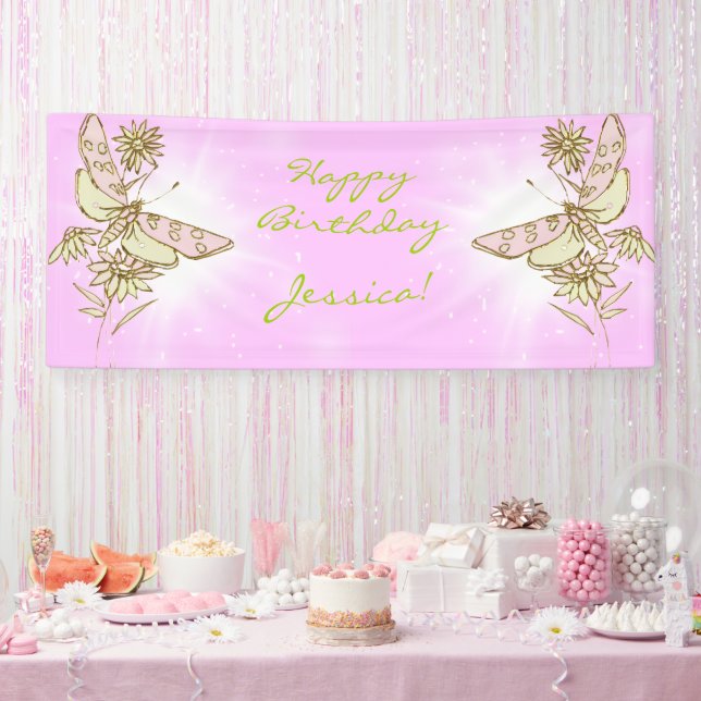 Pink Lemon Lime Butterfly Banner (Party)