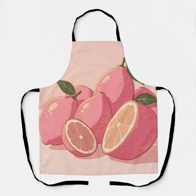 Pink Lemon Modern Feminine Citrus Apron (Front)