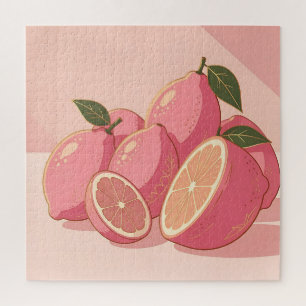 Pink Lemon Modern Feminine Citrus Jigsaw Puzzle
